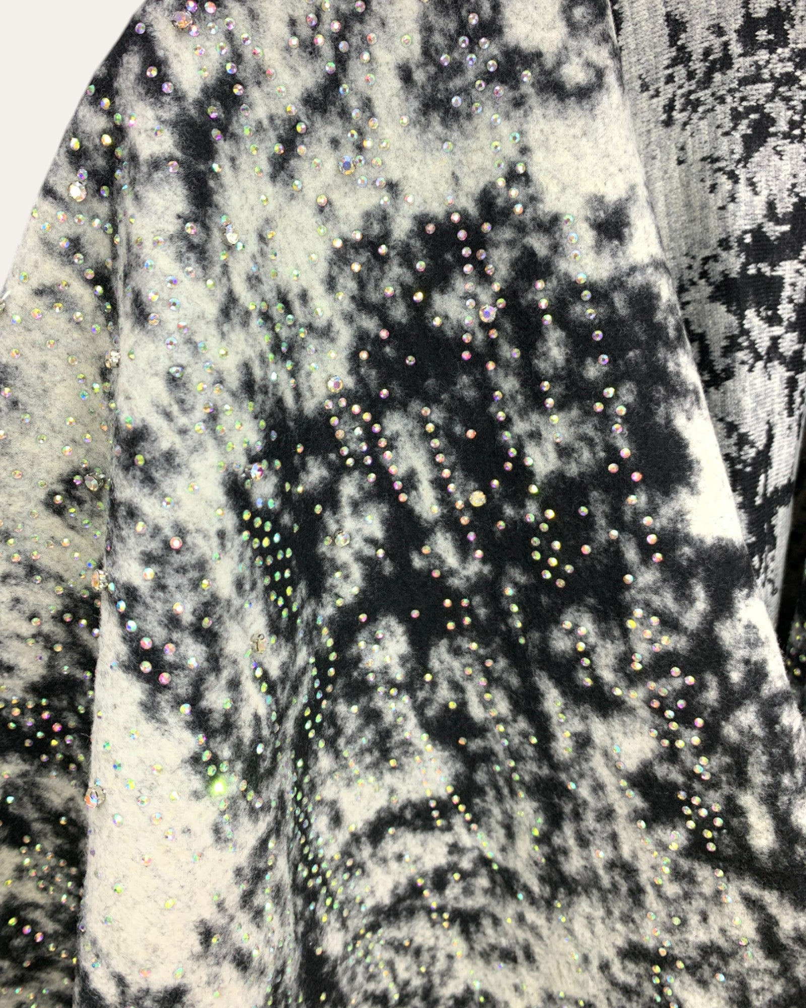 Monochrome Tie-Dye Fringe Poncho