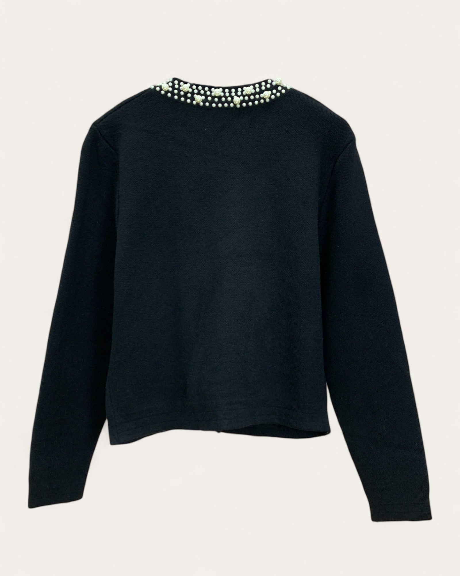 Pearl Trim Button Cardigan with Pocket Detail