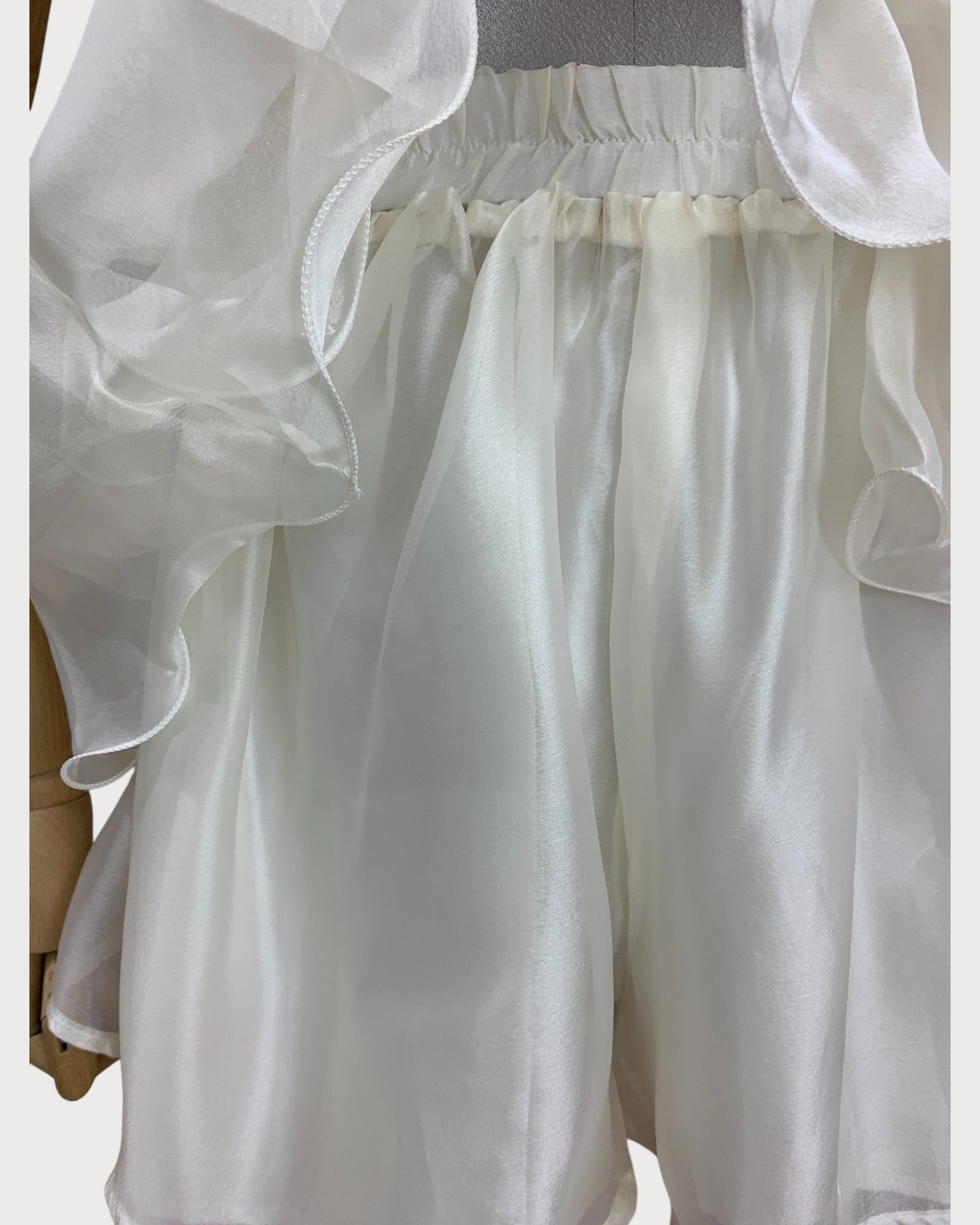 Pearl Trim Layered Ruffle Shorts Set