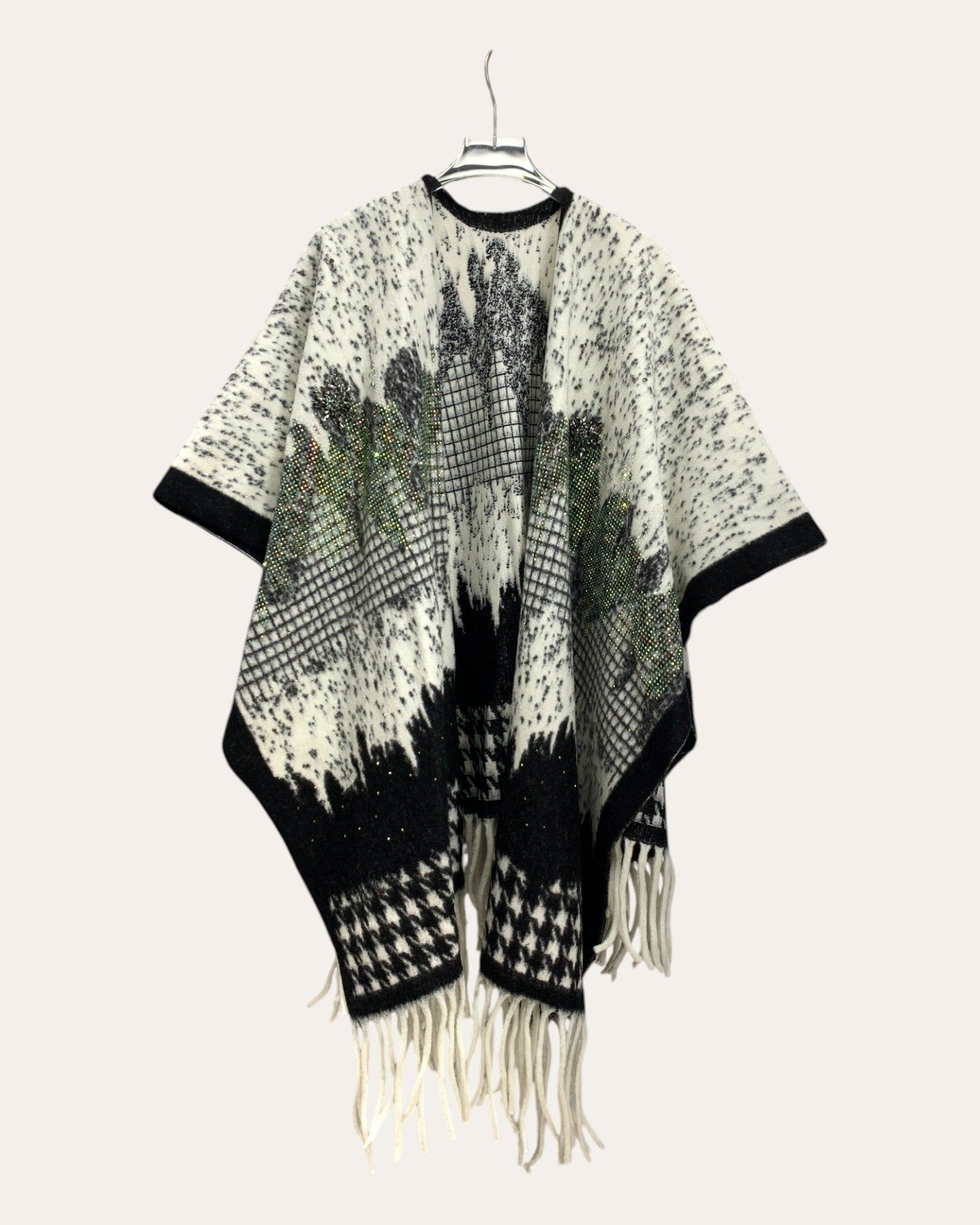 Skyline Fringe Knit Poncho