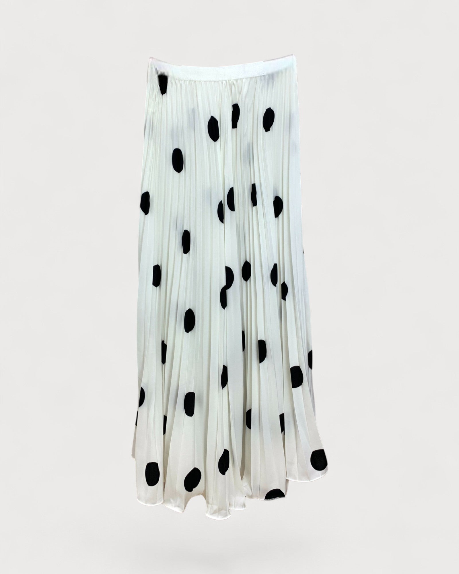 Polka Dot Pleated Maxi Skirt