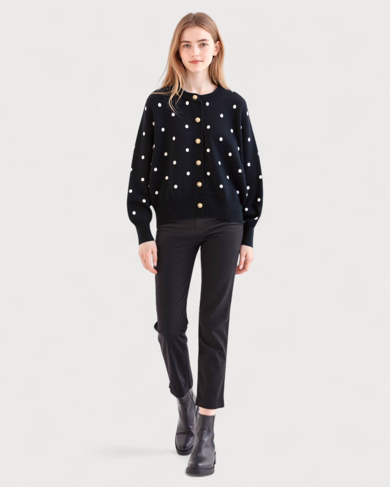 Ribbed Knit Cardigan with Ruffle Trim