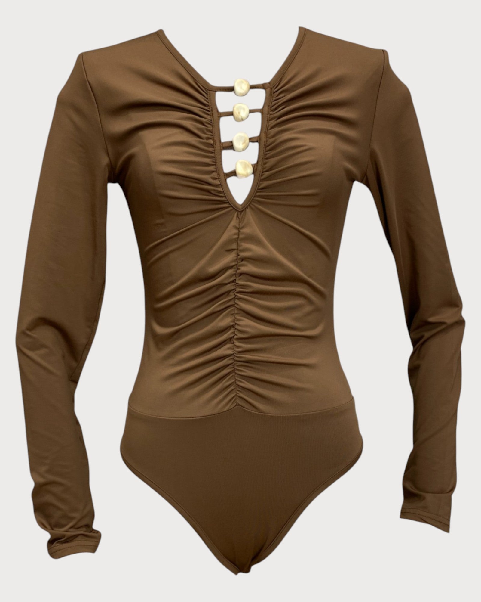 Ruched Bodysuit with Cutout Detail