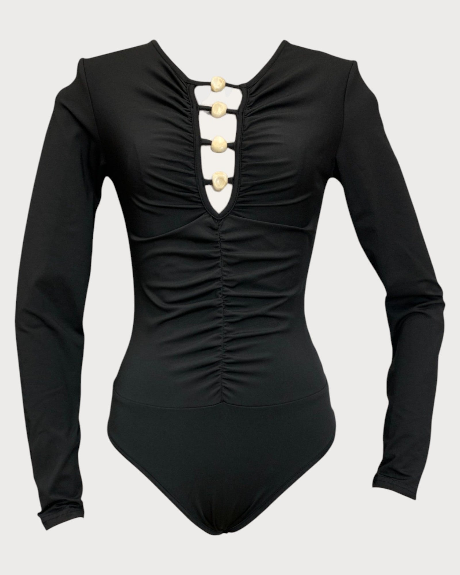 Ruched Bodysuit with Cutout Detail