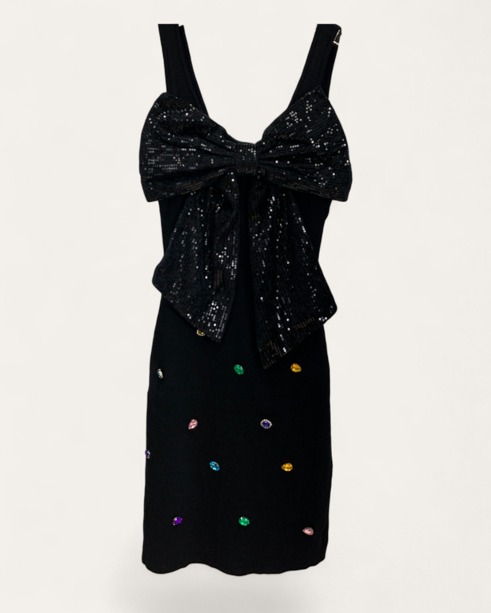 Sequin Bow Sleeveless Knit Dress