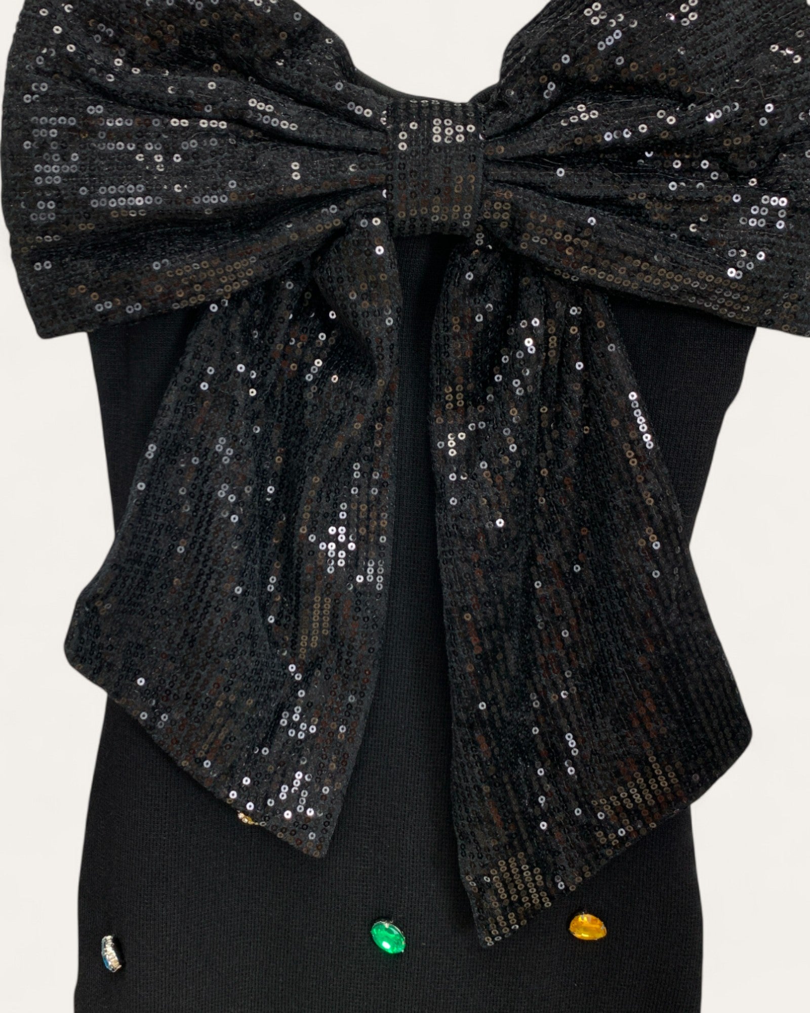 Sequin Bow Sleeveless Knit Dress