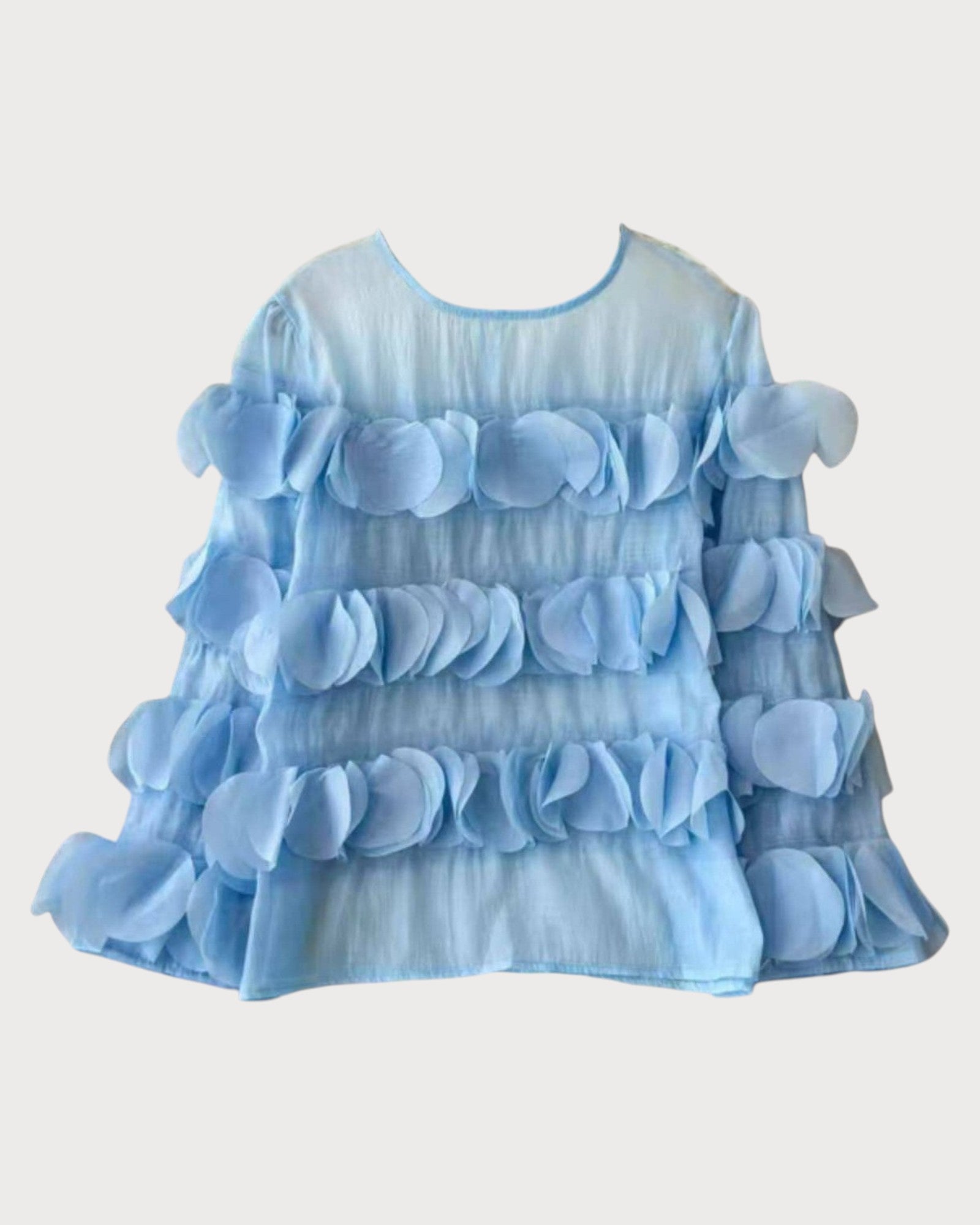 Sheer Layered Petal Blouse in Blue