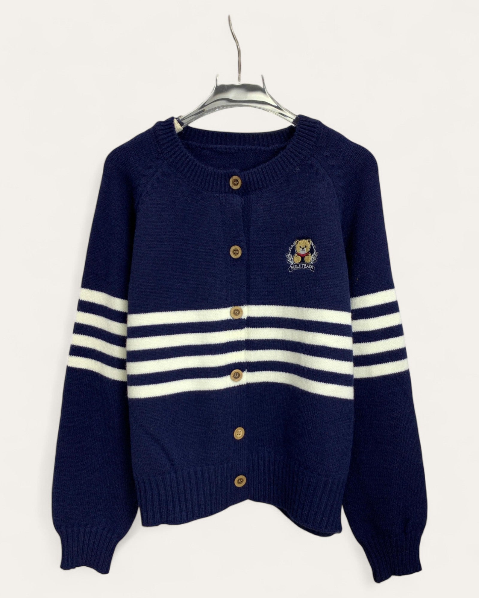 Striped Button Front Knit Cardigan