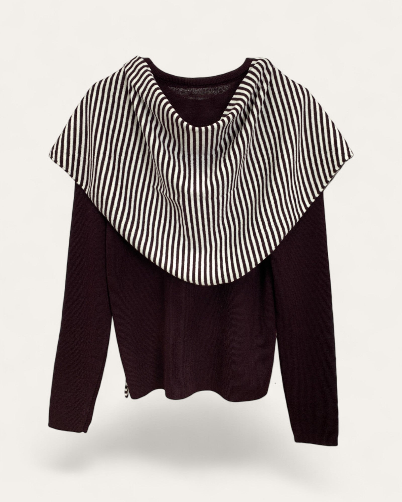 Striped Detail Drape Knit Sweater