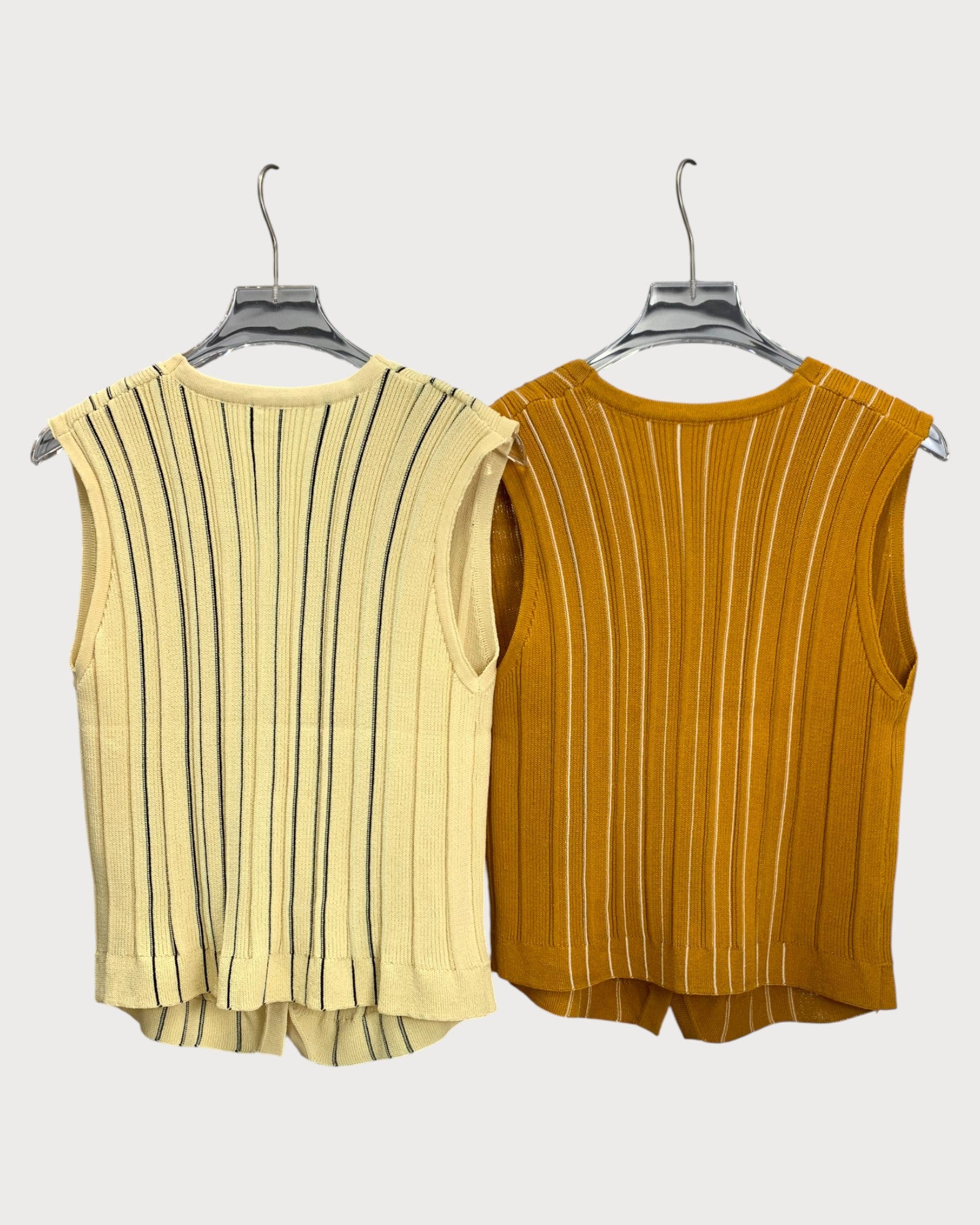 Striped Knit Button Vest