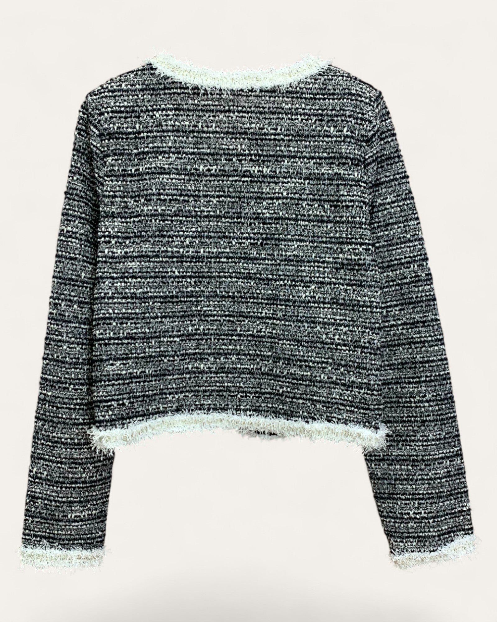 Tweed Contrast Trim Buttoned Jacket