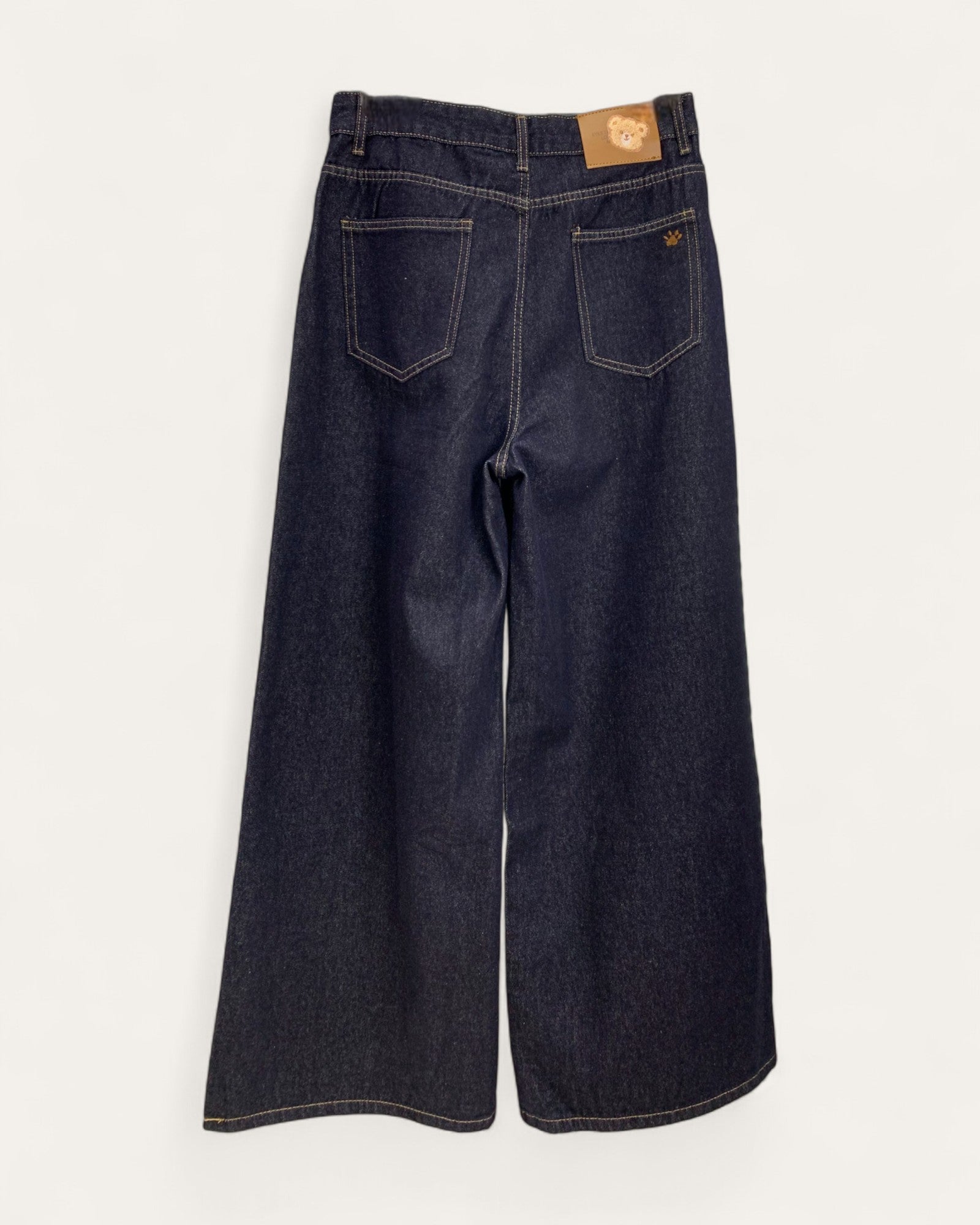 Wide-Leg Jeans with Embroidered Teddy Motif