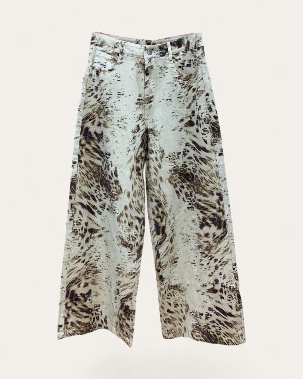 Abstract Animal Print Wide-Leg Jeans - Zilvina