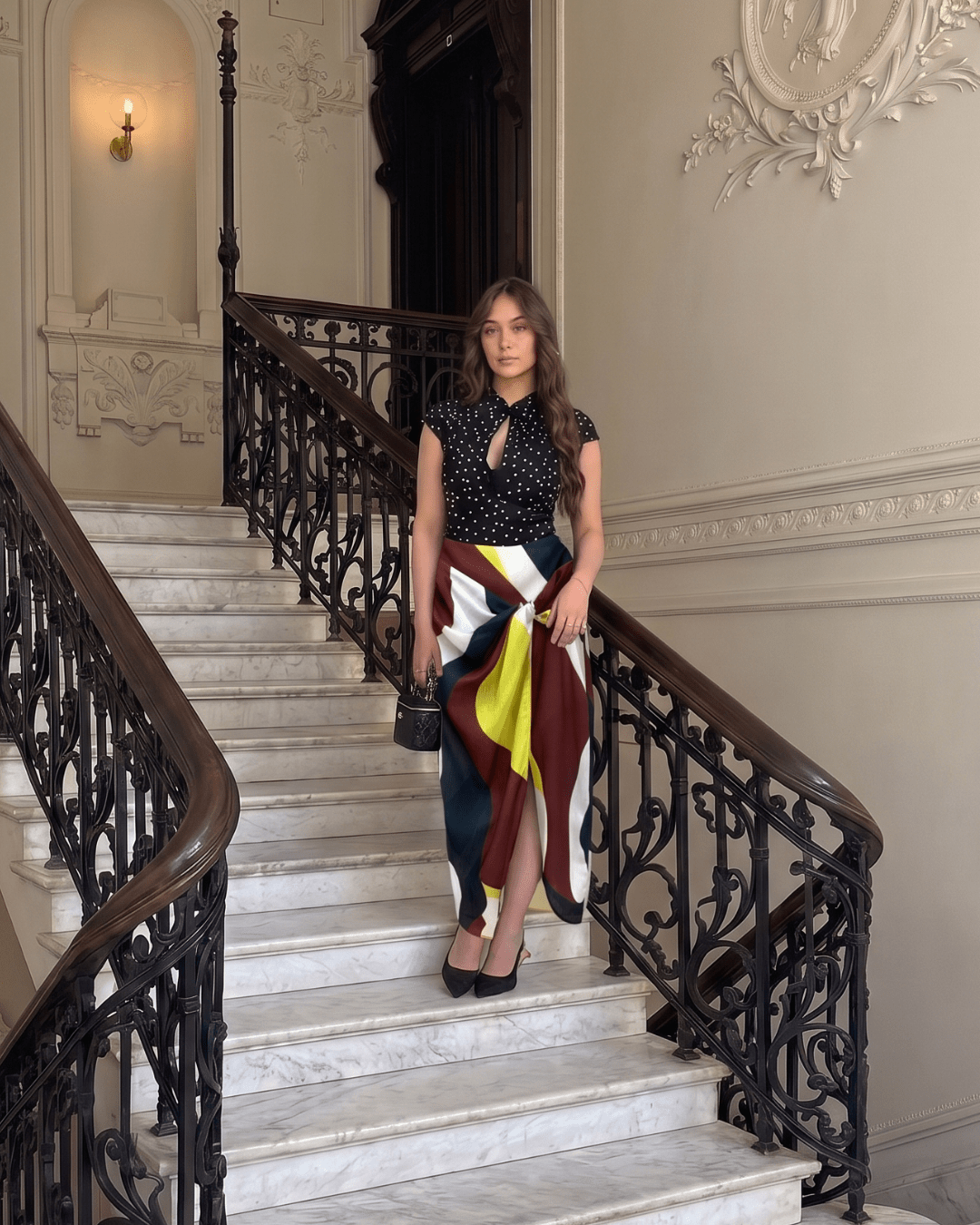Abstract Print Wrap Midi Skirt - Zilvina