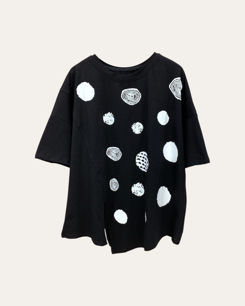 Artistic Dot Print Oversized Tee - Zilvina