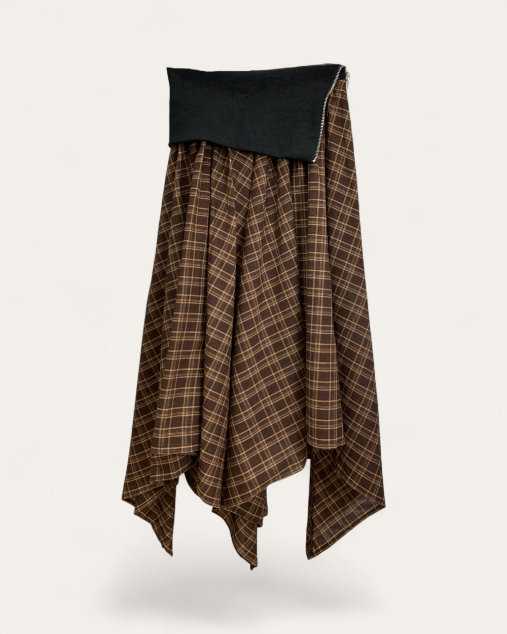 Asymmetric Plaid Layered Skirt - Zilvina