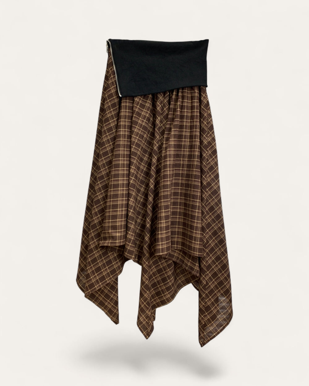Asymmetric Plaid Layered Skirt - Zilvina
