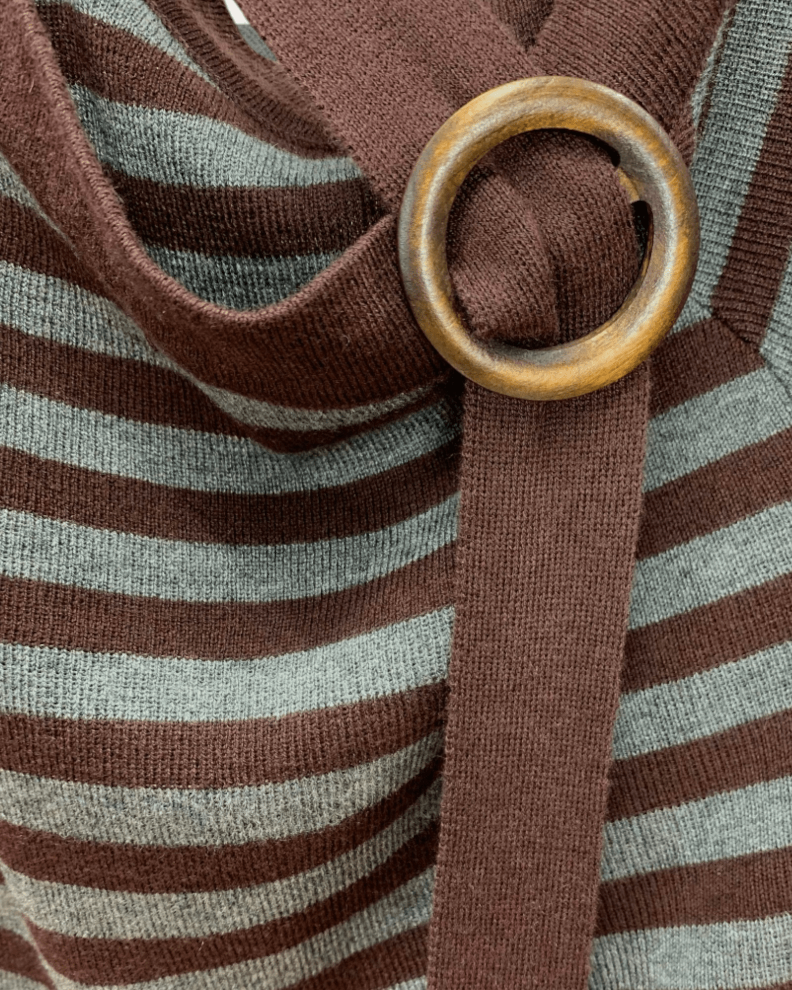 Asymmetric Striped Knit Top with Ring Strap - Zilvina