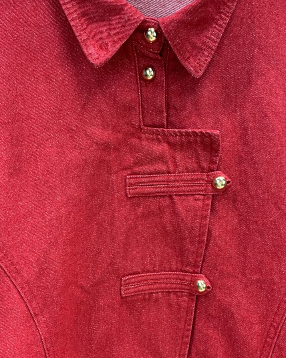 Asymmetrical Button Detail Denim Shirt Jacket - Zilvina