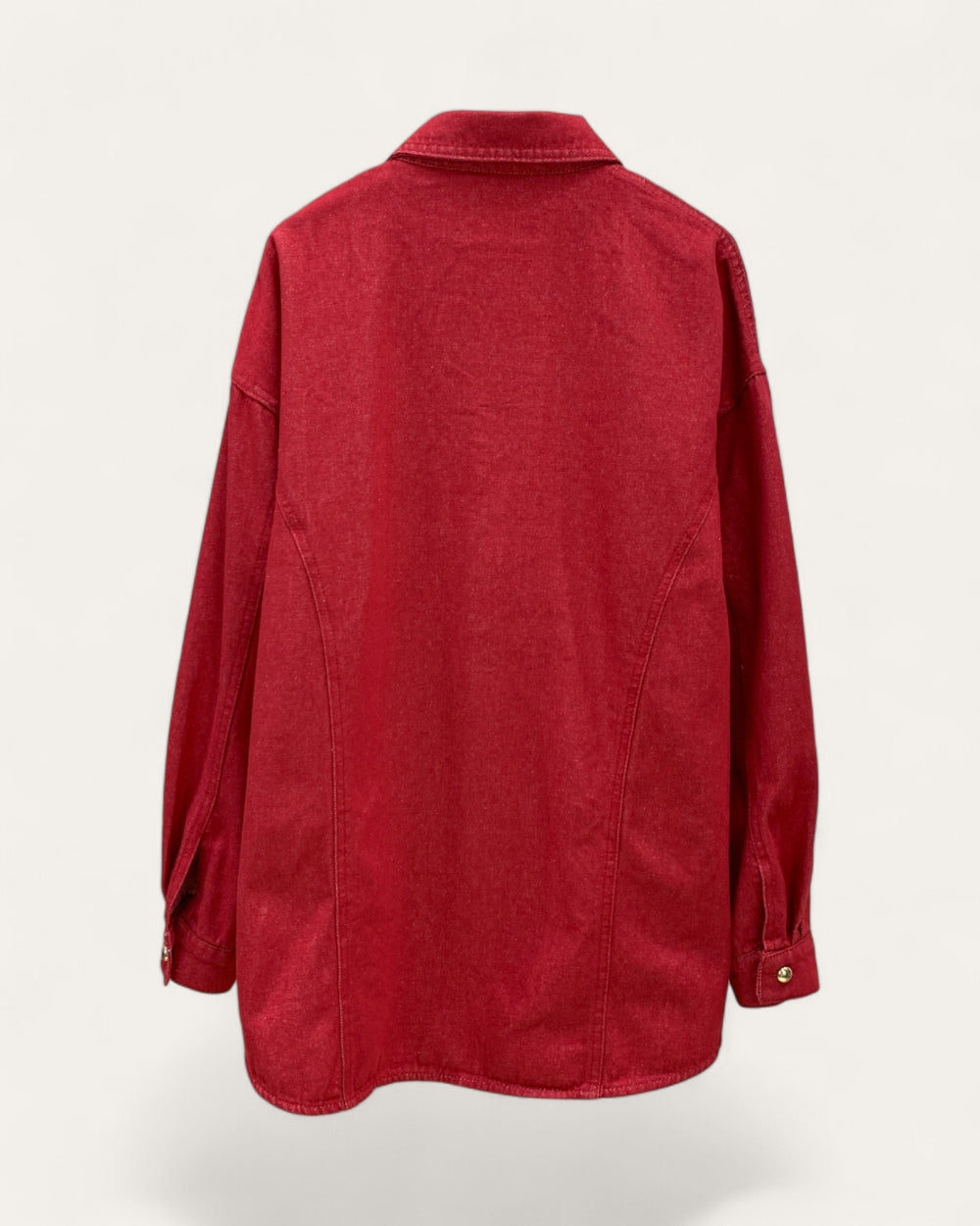 Asymmetrical Button Detail Denim Shirt Jacket - Zilvina