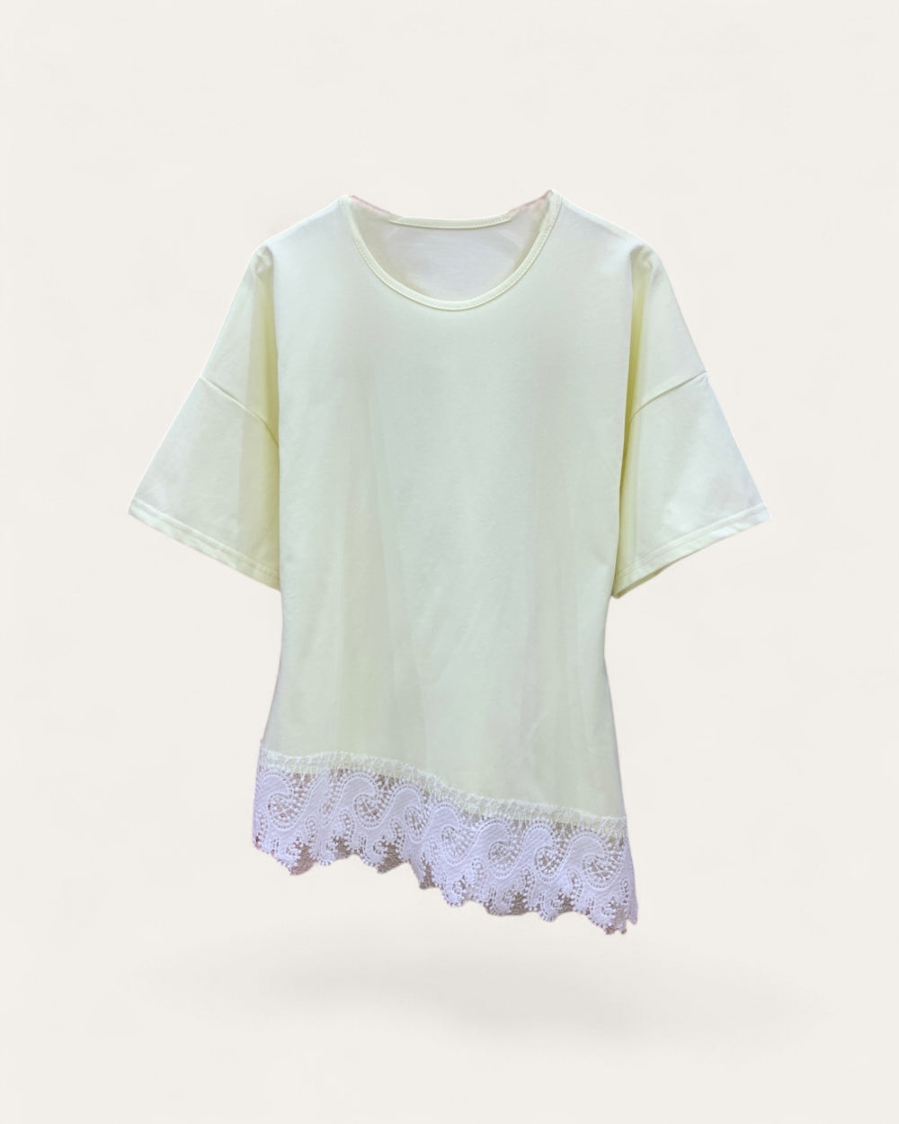 Asymmetrical Lace Hem Tee - Zilvina