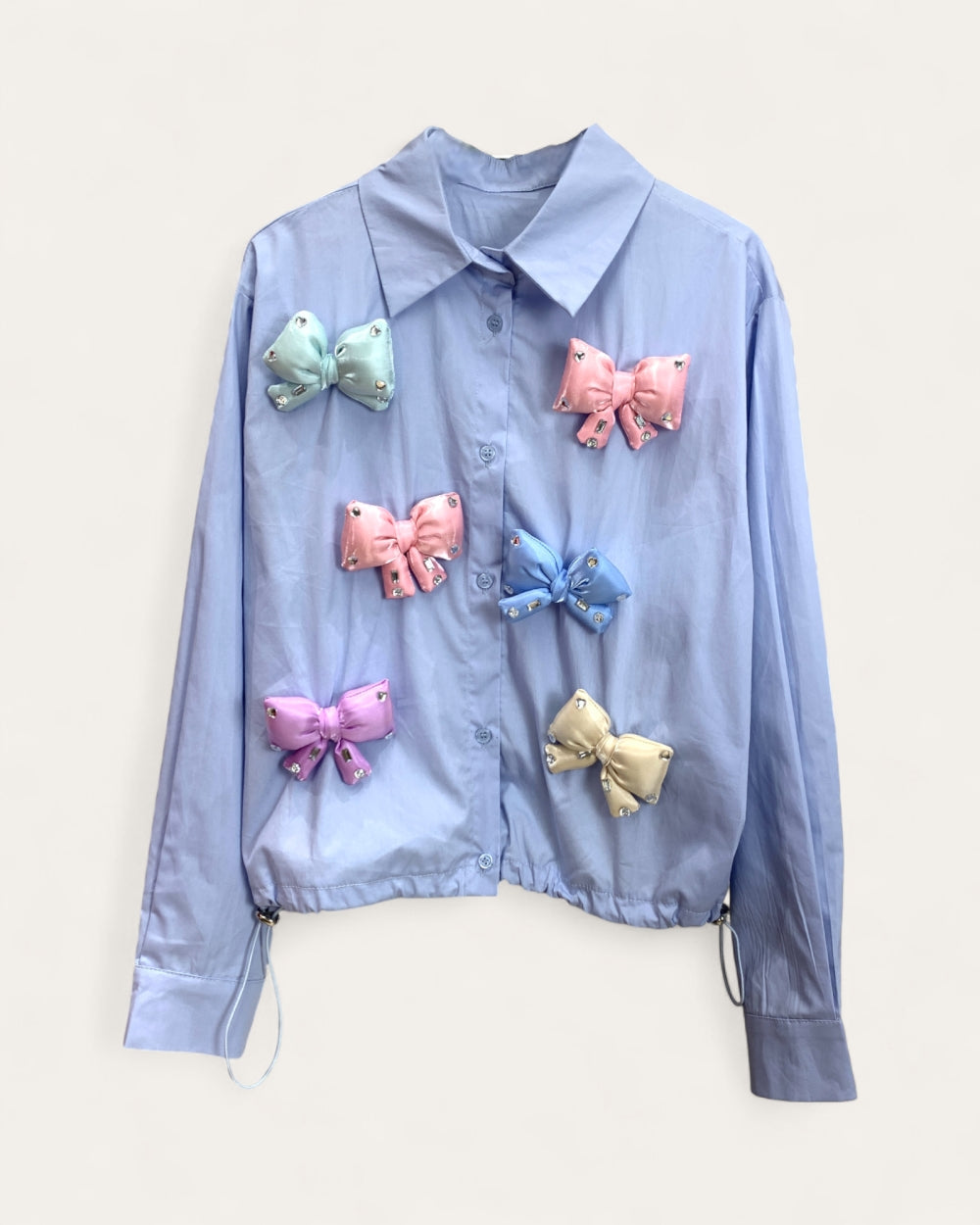 Bow Appliqué Cropped Shirt - Zilvina
