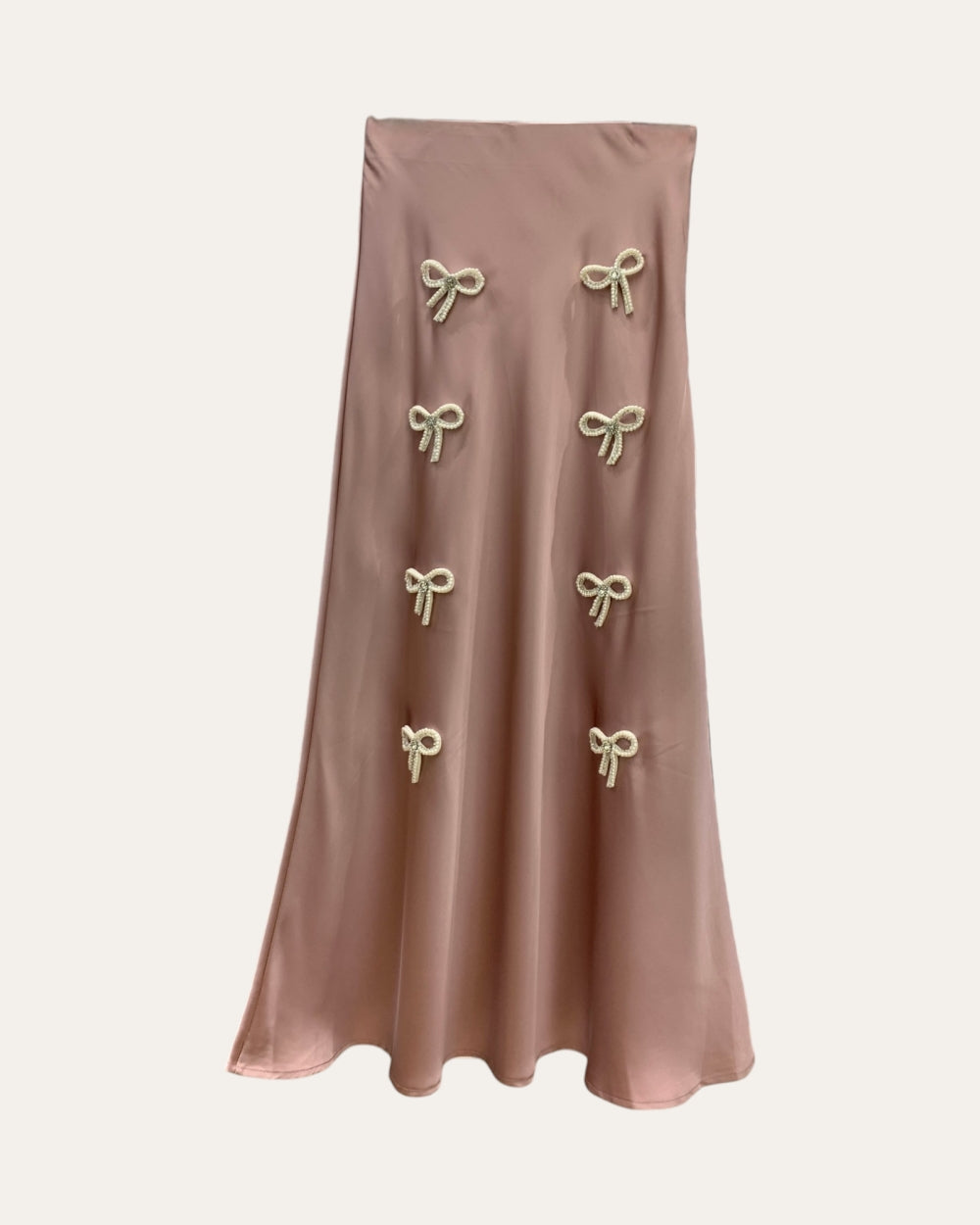 Bow Embellished Satin Midi Skirt - Zilvina