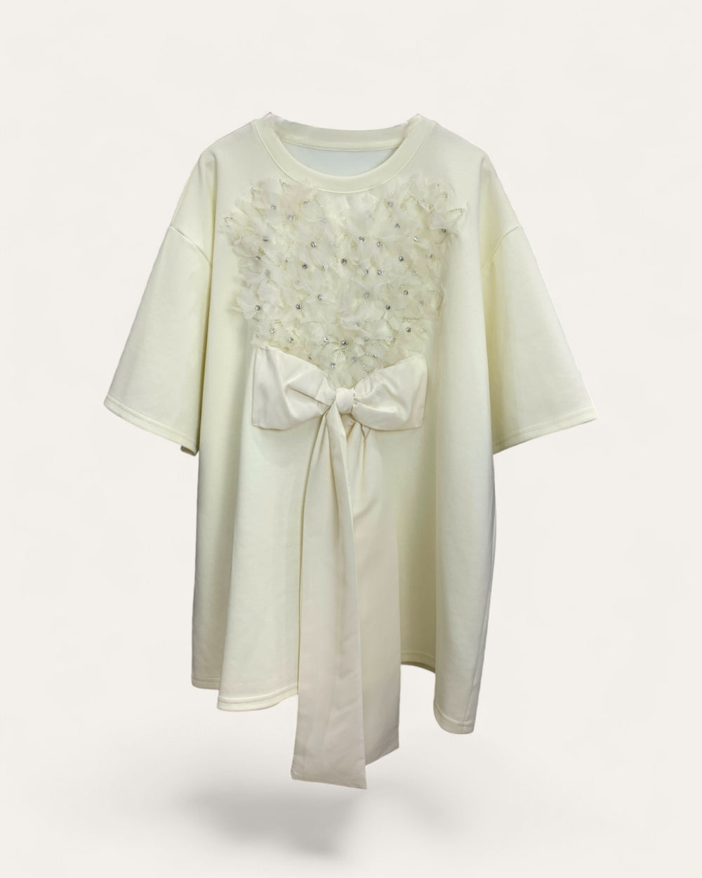 Bow Front Appliqué T-Shirt Dress - Zilvina