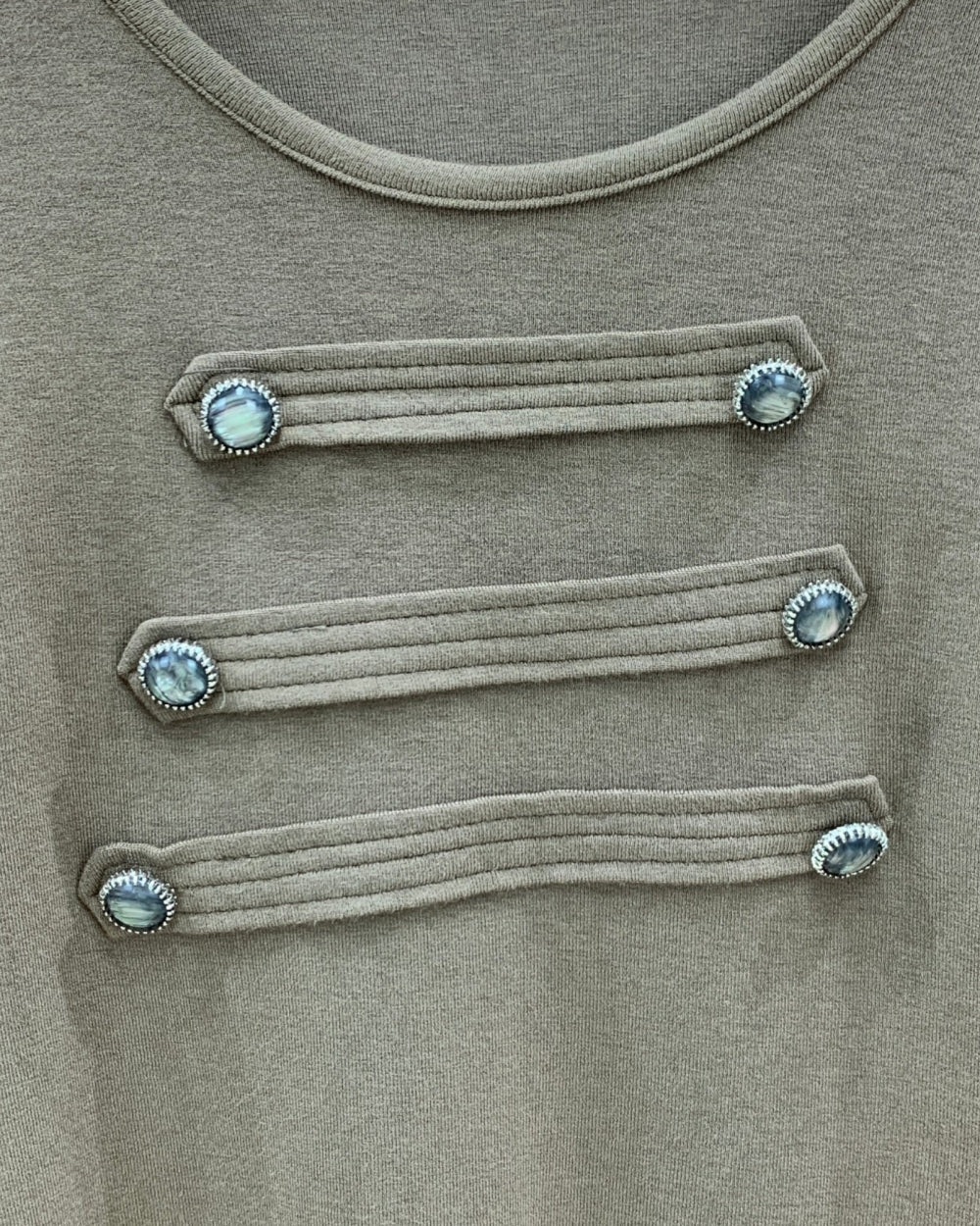 Brown Military Trim Long Sleeve Top - Zilvina