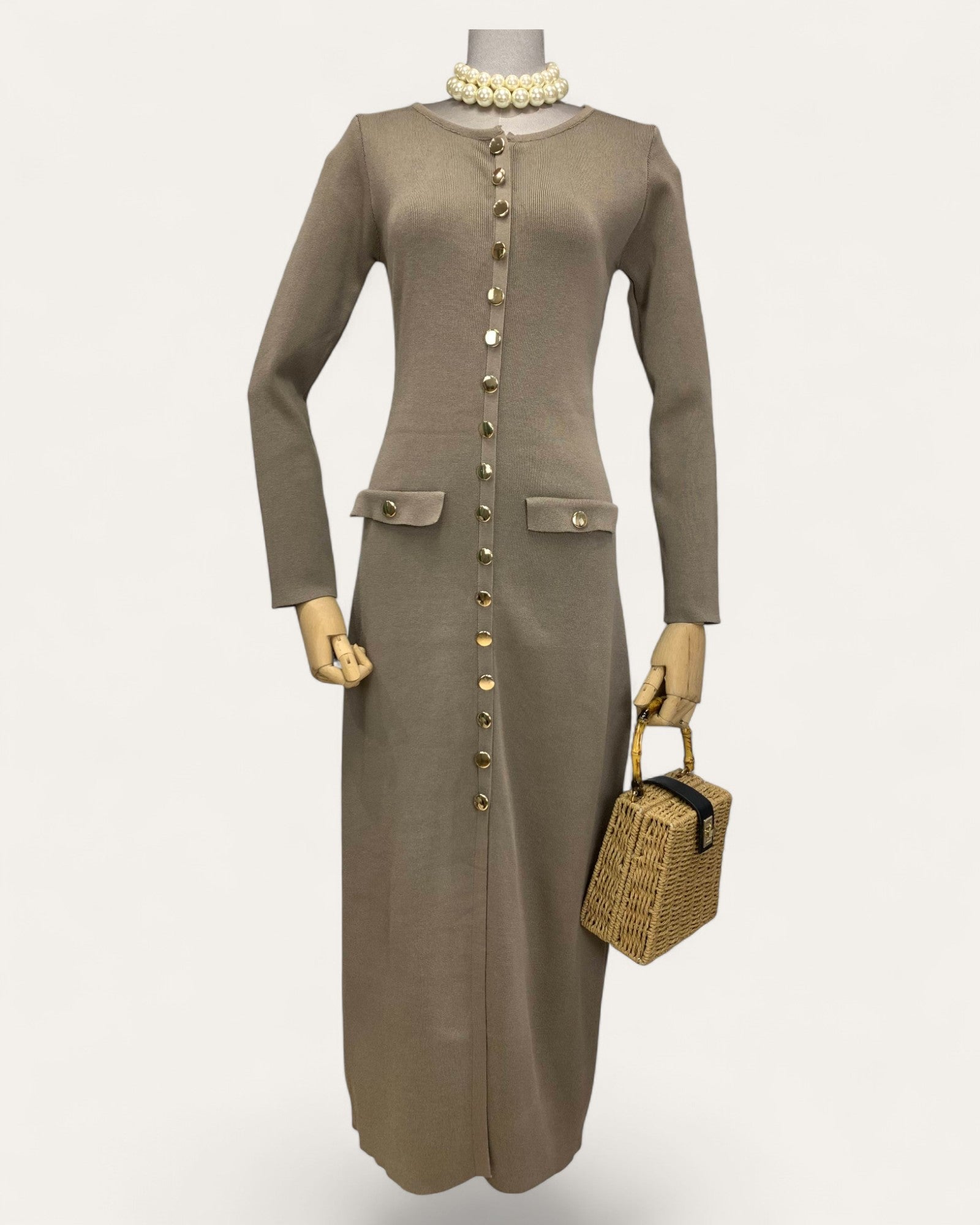 Button - Down Knit Maxi Dress - Zilvina