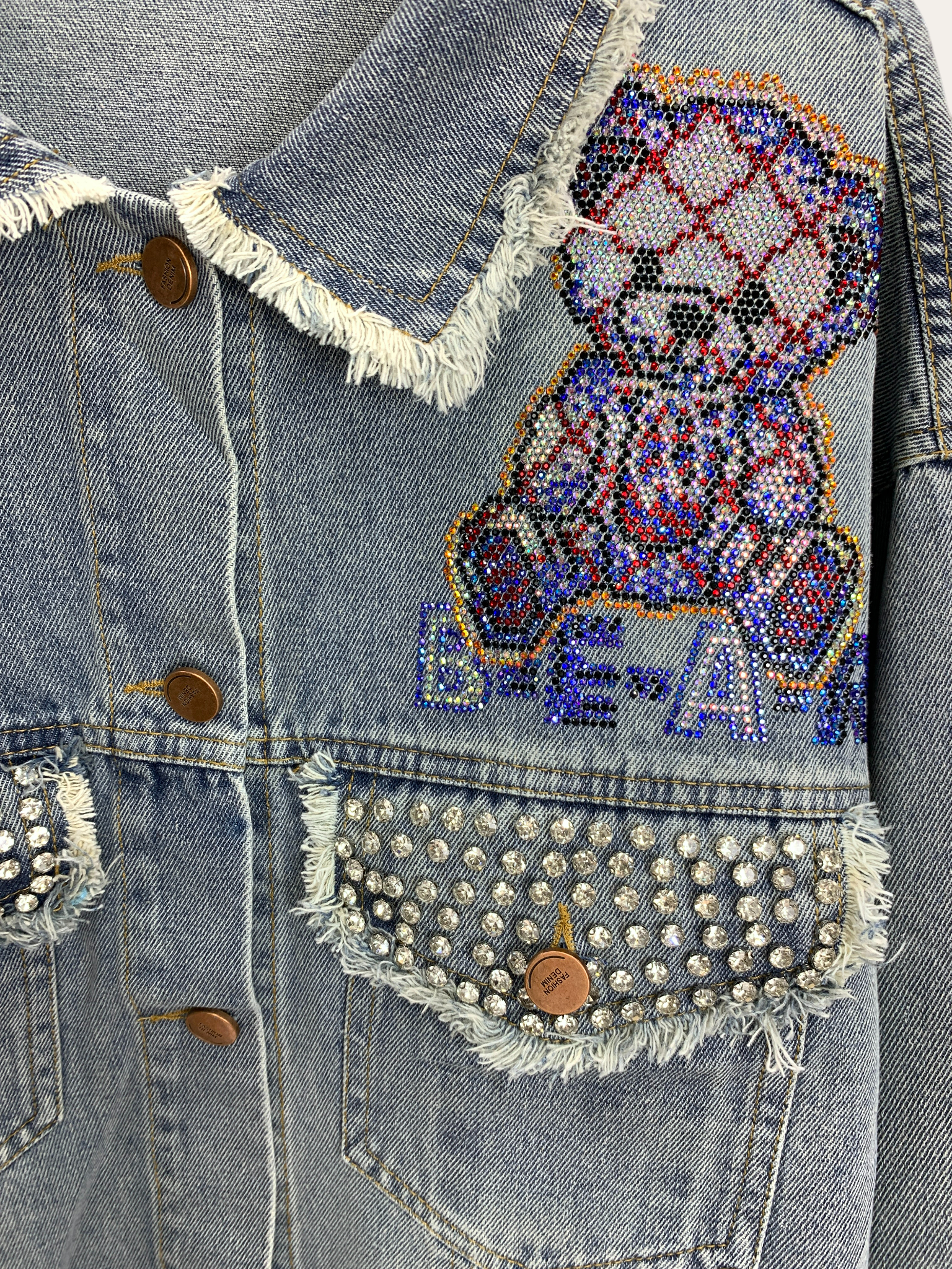 Beaded Teddy Denim Jacket
