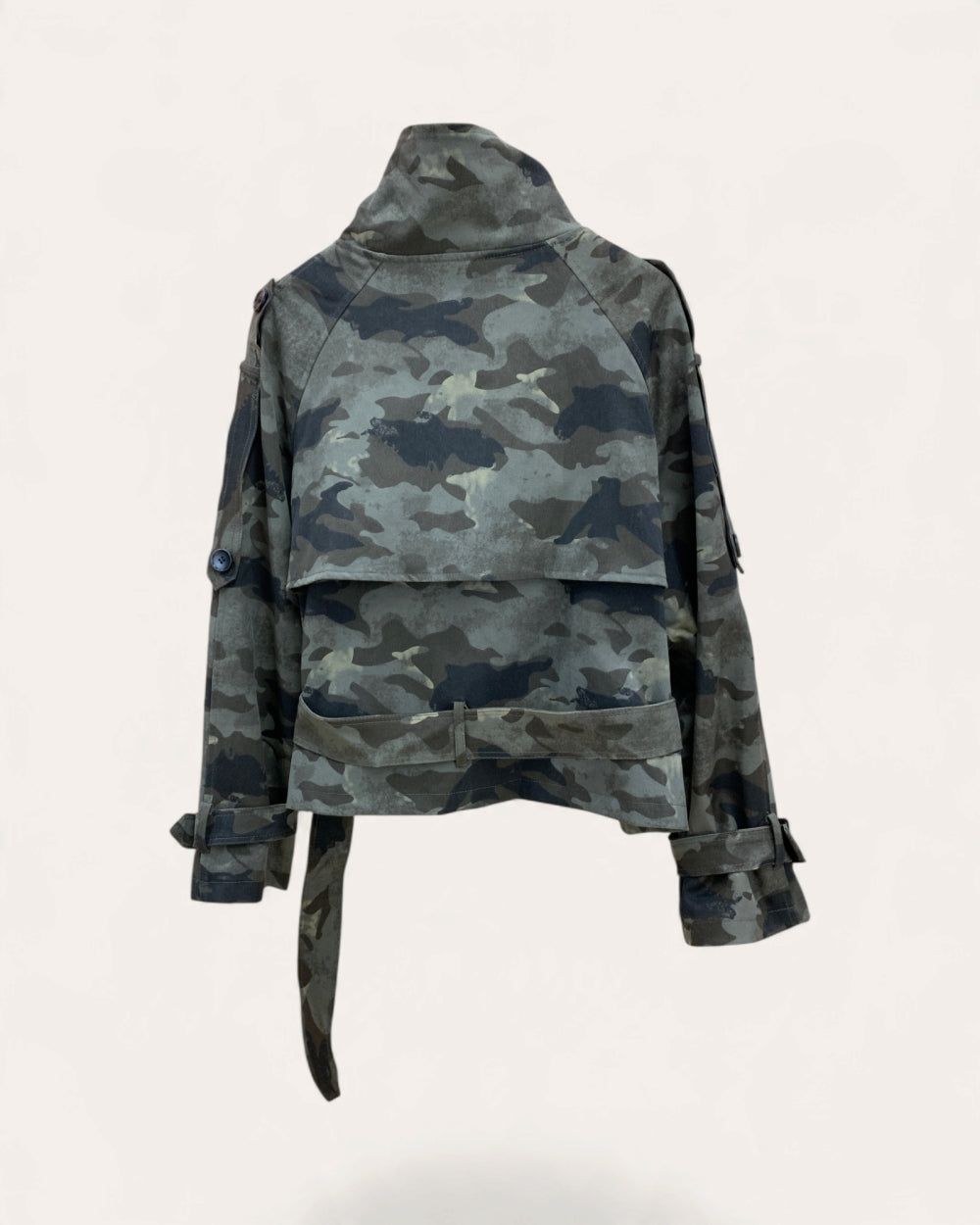 Camo Double-Breasted Moto Jacket - Zilvina
