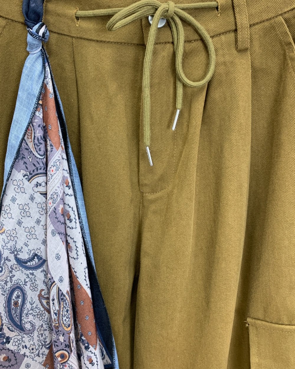 Cargo Wide Pants with Scarf Accent - Zilvina