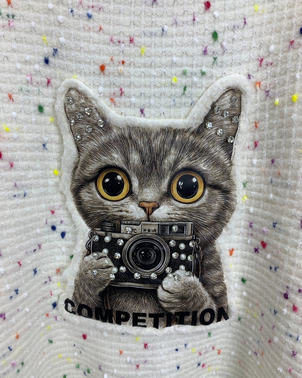 Cat Print Knit Pullover Sweater - Zilvina