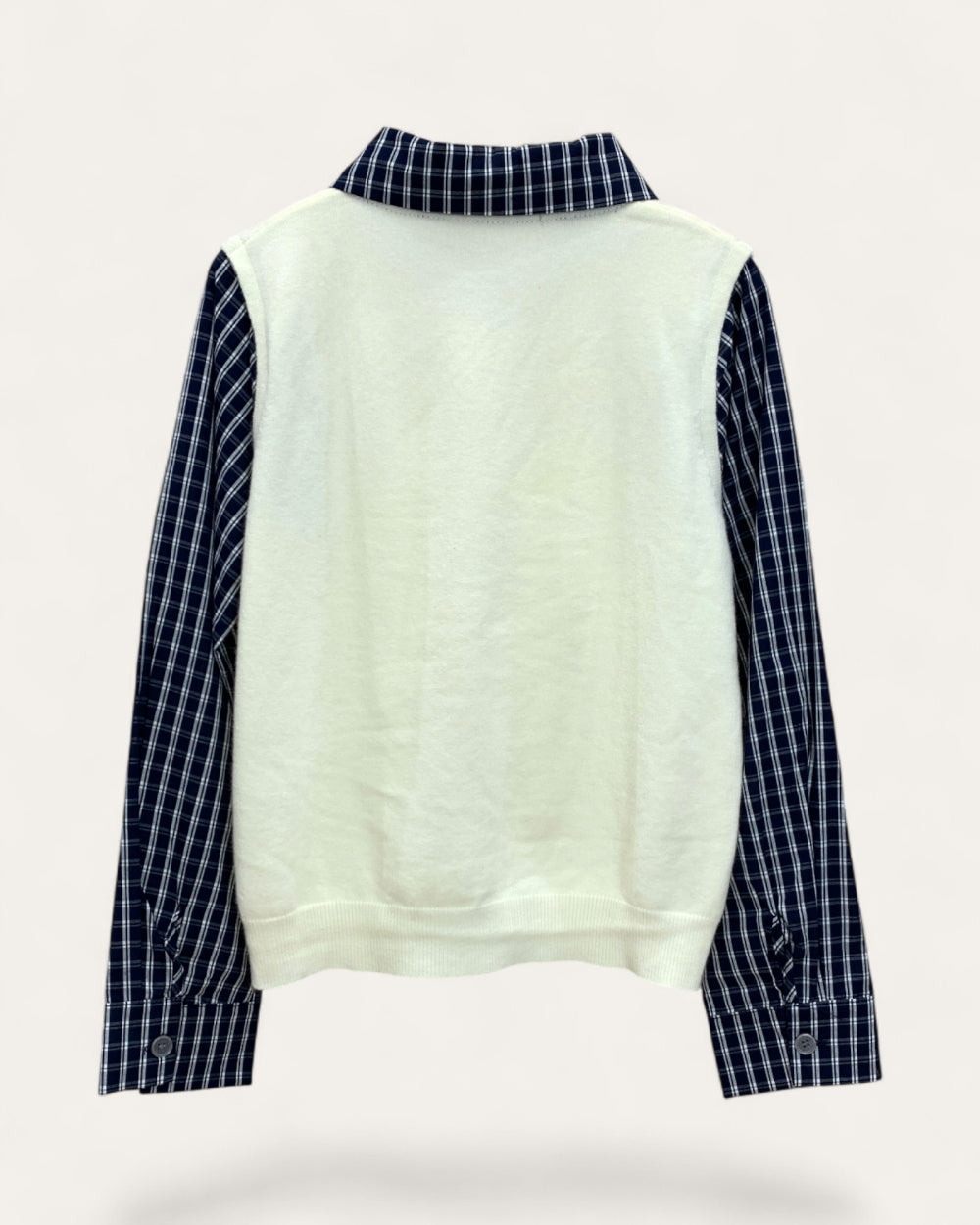 Check Contrast Panel Cardigan Shirt - Zilvina