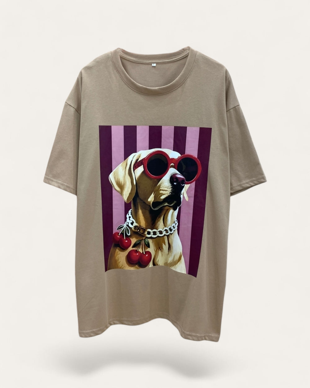 Cherry Necklace Dog Graphic Tee - Zilvina