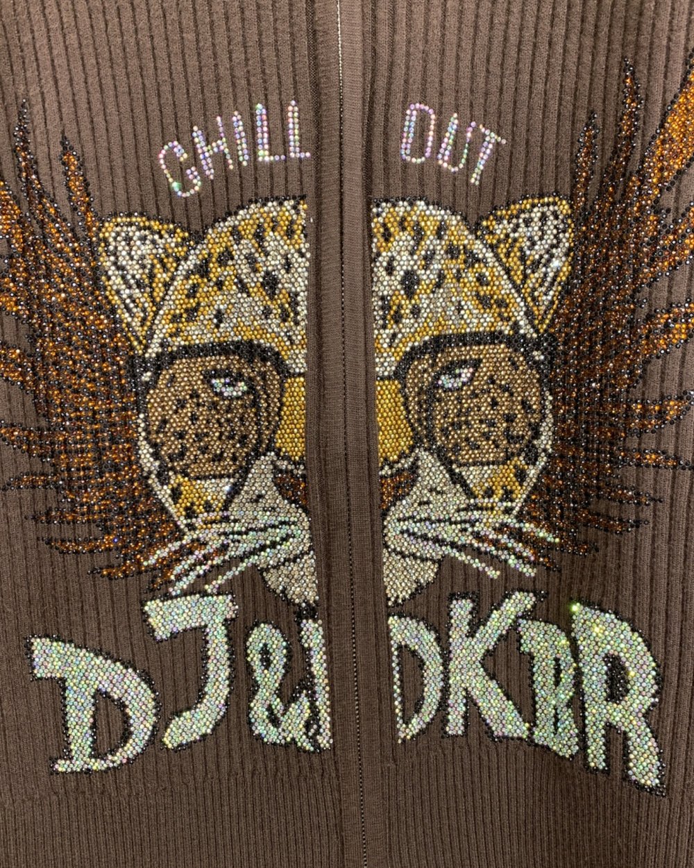 “Chill Out” Rhinestone Knit Zip - Up - Zilvina