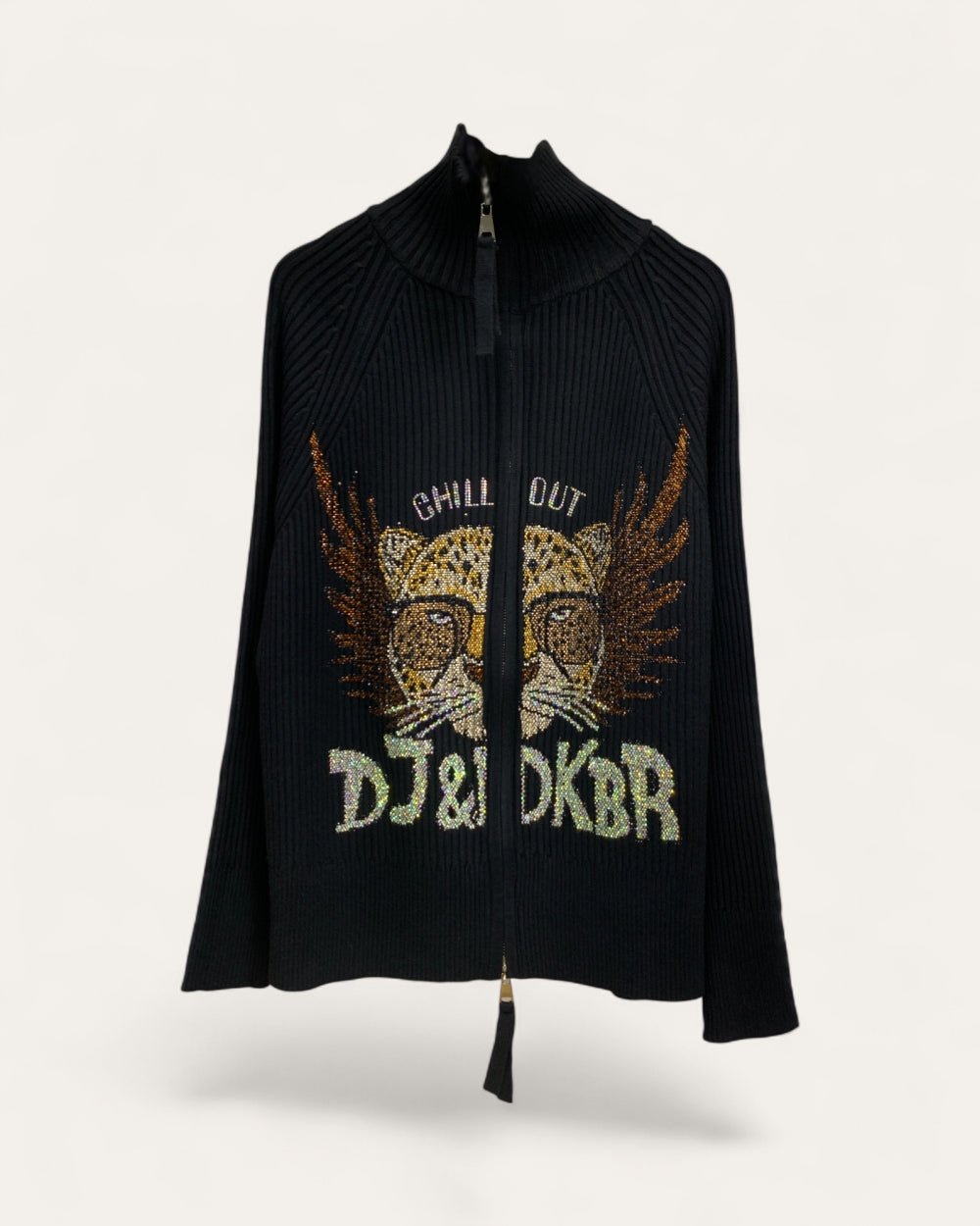 “Chill Out” Rhinestone Knit Zip - Up - Zilvina