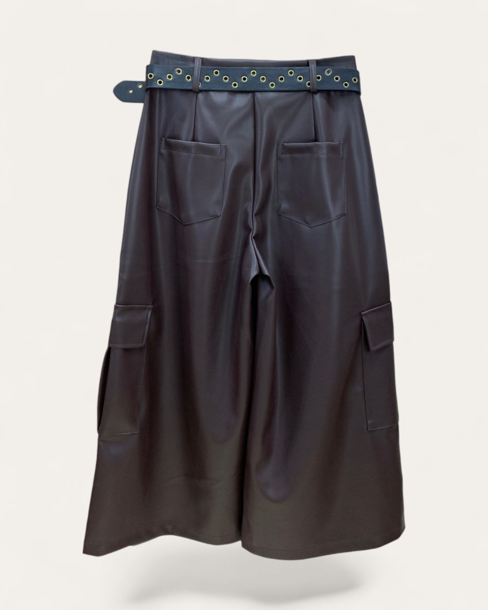 City Edge Faux Leather Cargo Culottes - Zilvina