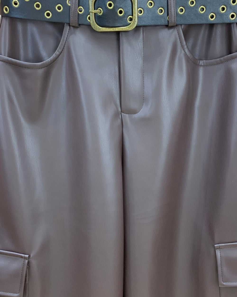 City Edge Faux Leather Cargo Culottes - Zilvina