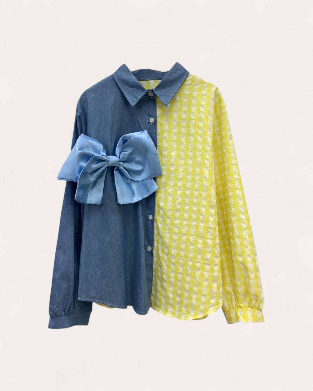 Color Block Bow Detail Shirt - Zilvina