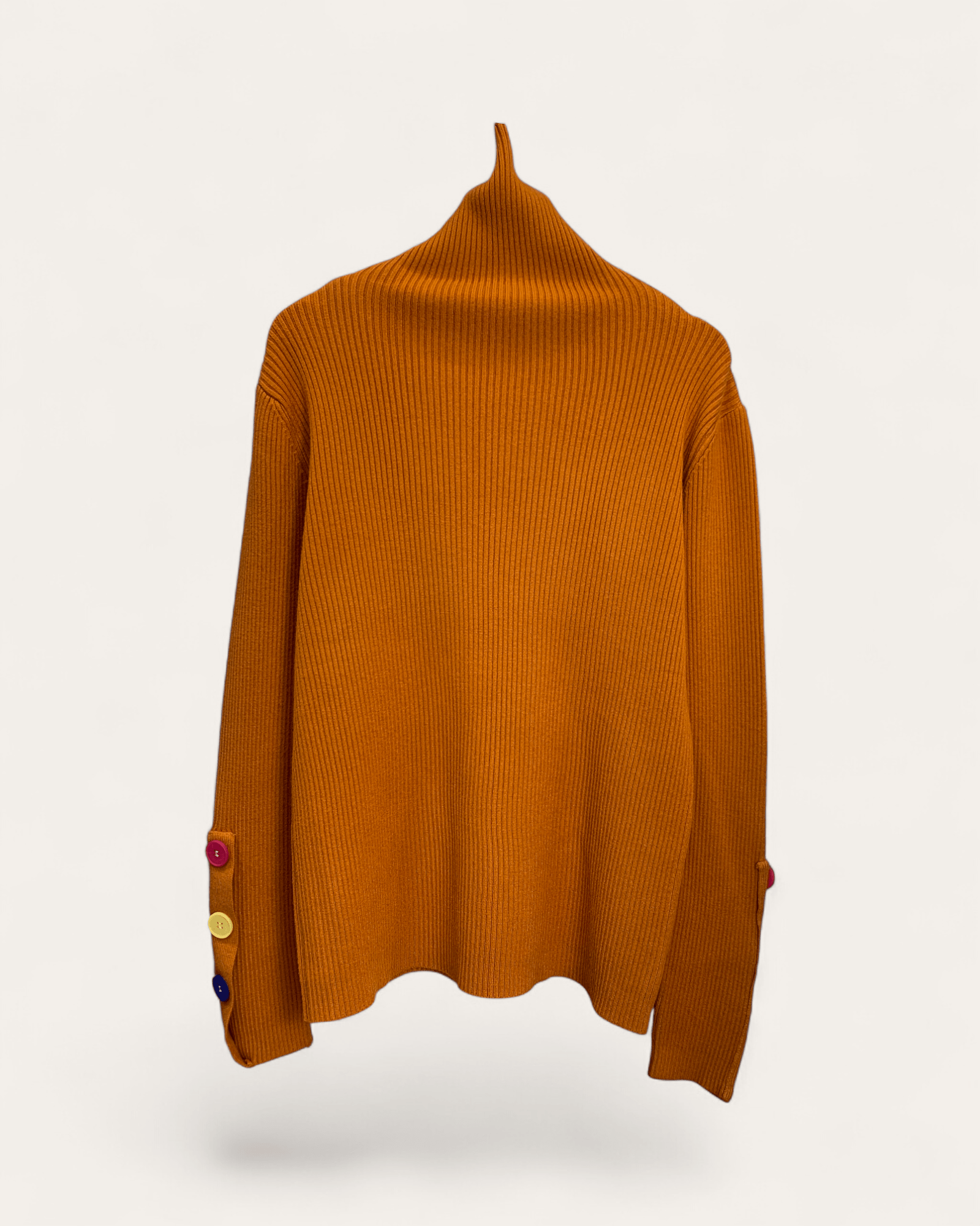 Color Button Ribbed Turtleneck - Zilvina