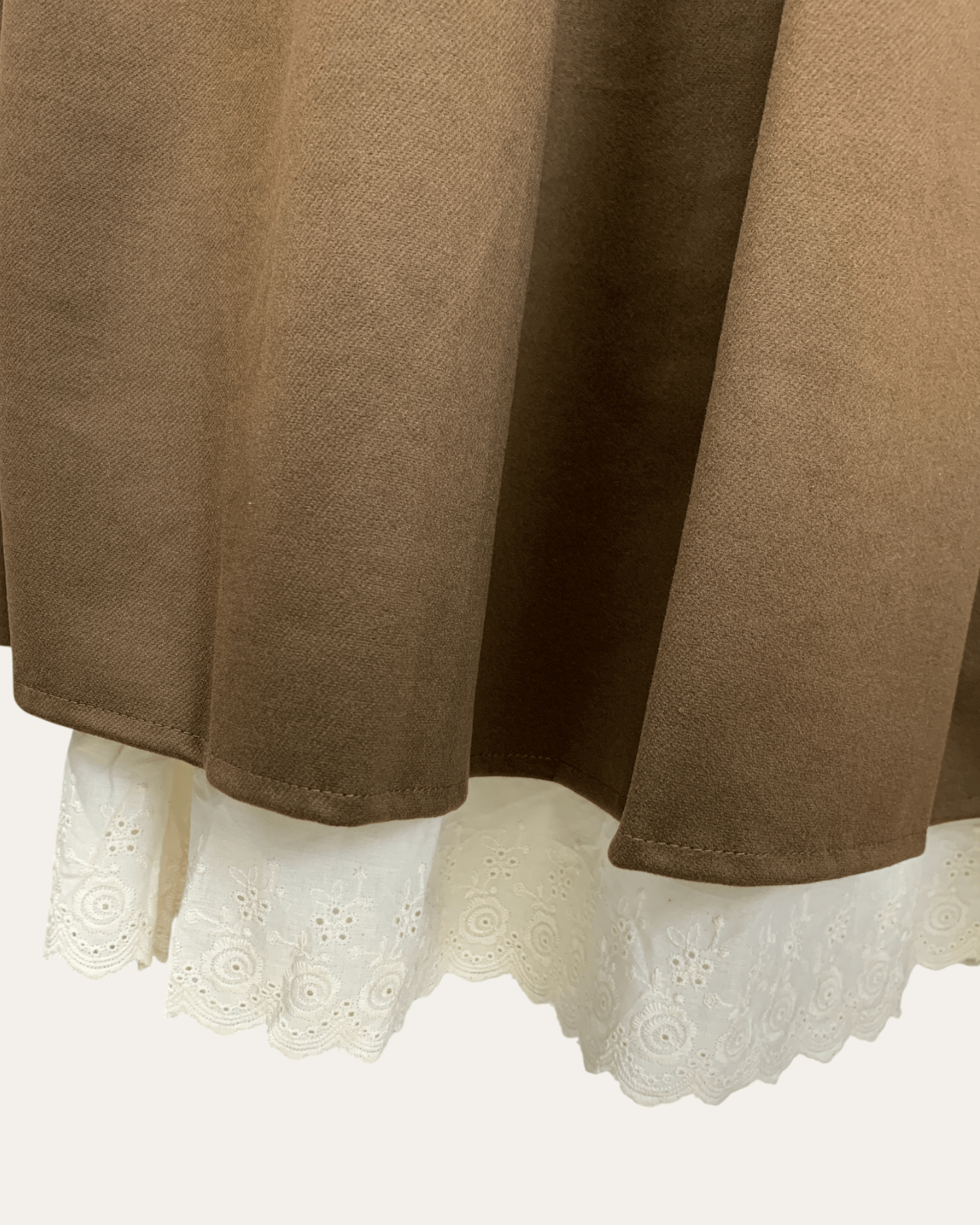 Contrast Lace Hem Tiered Skirt - Zilvina