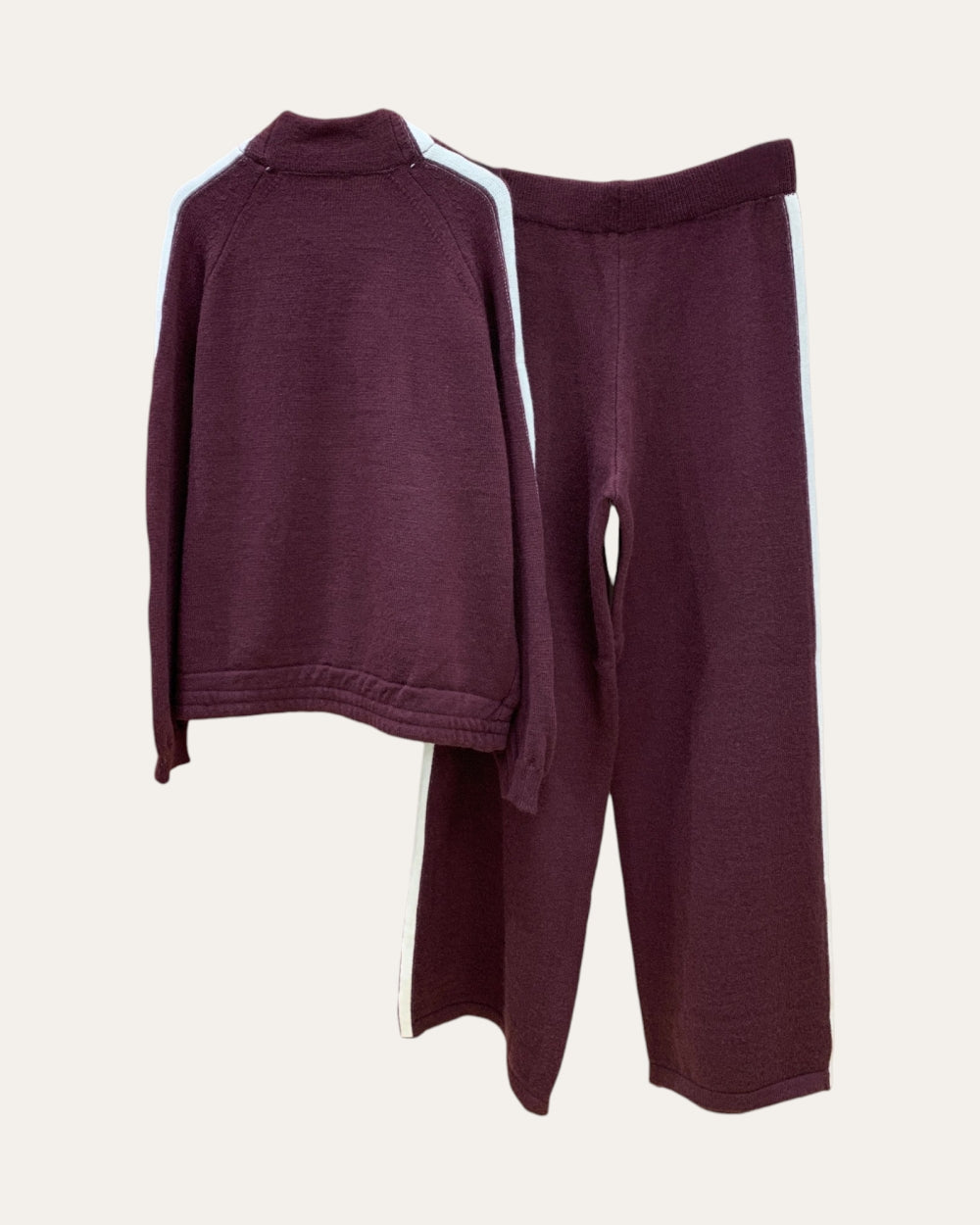 Contrast Stripe Knit Two-Piece Set - Zilvina