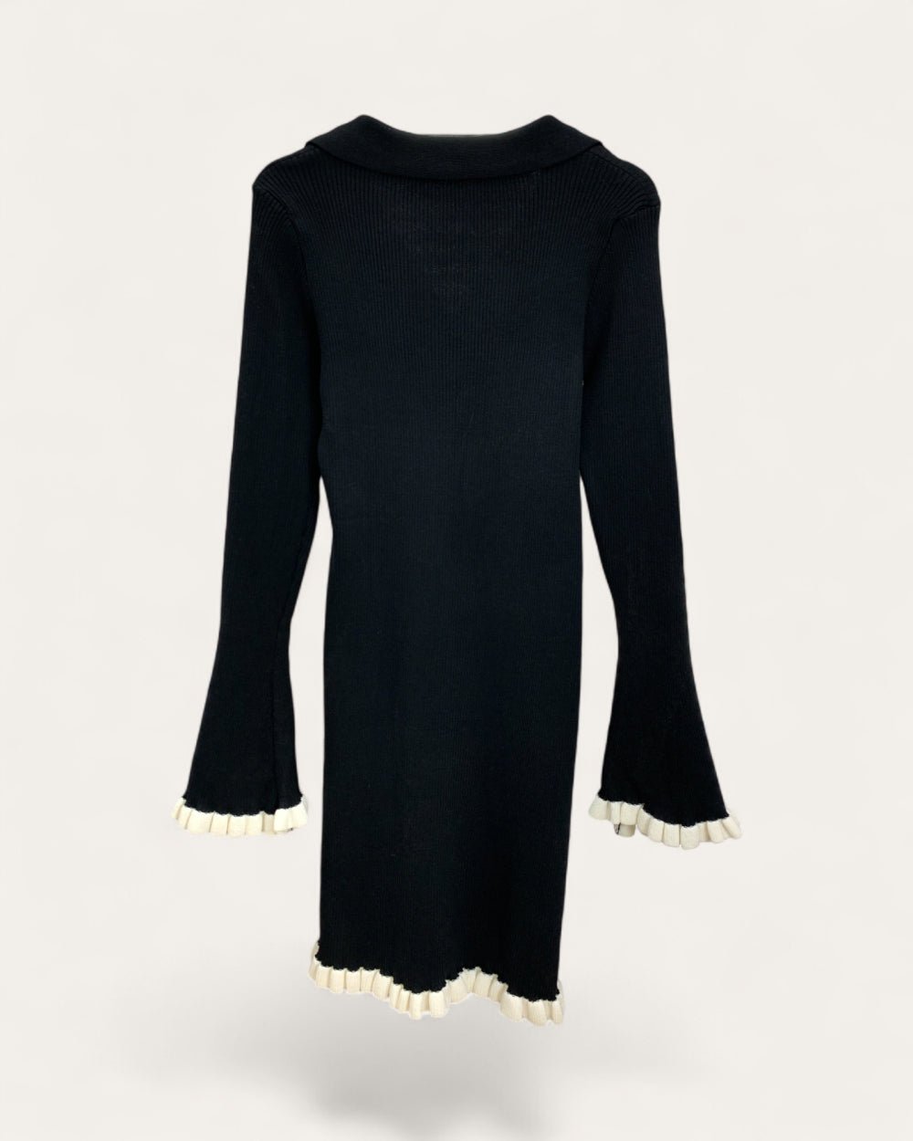 Contrast Trim Ribbed Knit Dress - Zilvina