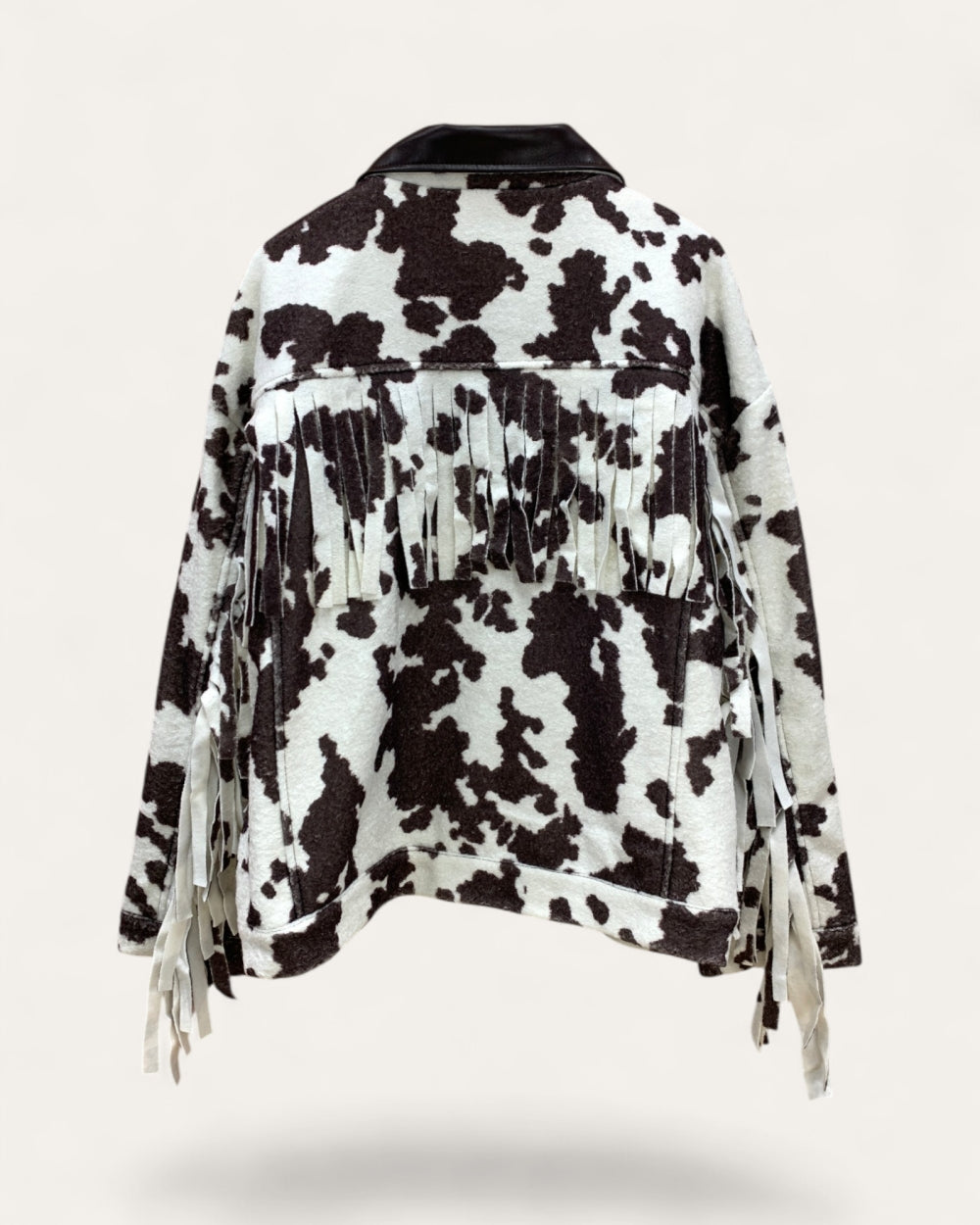 Cow Print Fringe Jacket - Zilvina