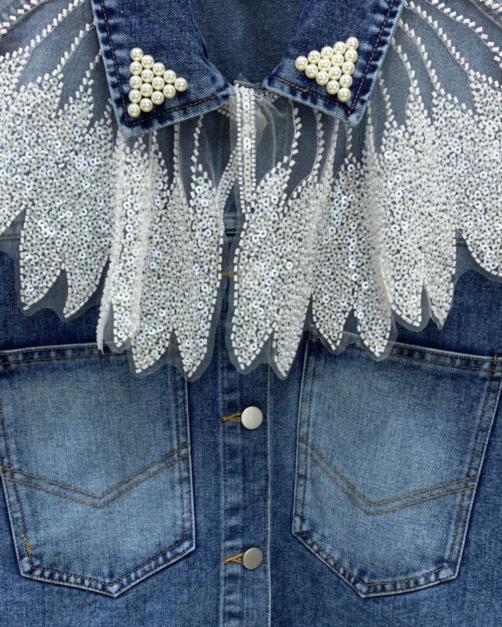 Crystal Fringe Denim Vest - Zilvina