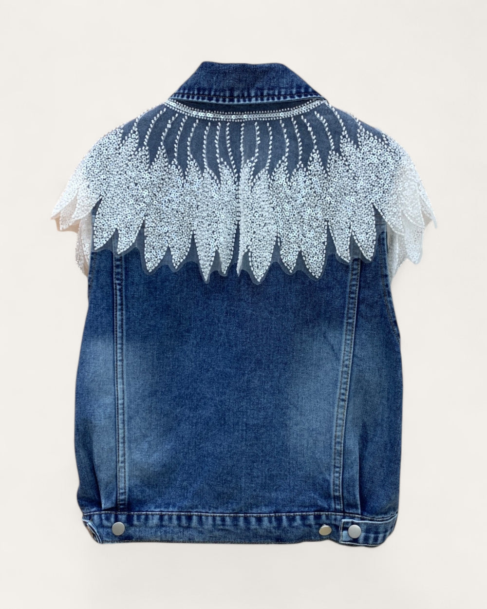 Crystal Fringe Denim Vest - Zilvina