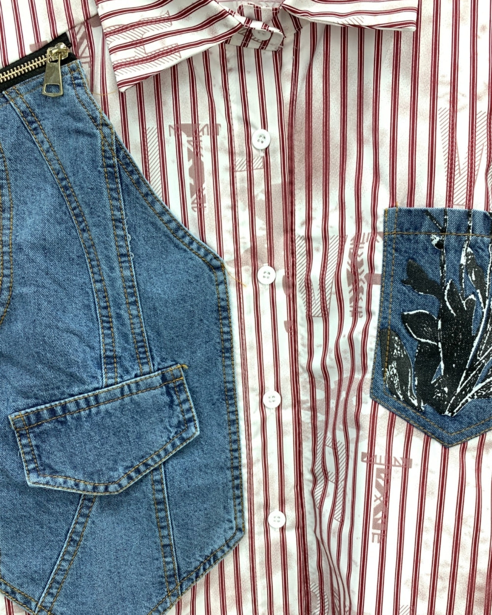 Deconstructed Denim & Stripe Tunic - Zilvina