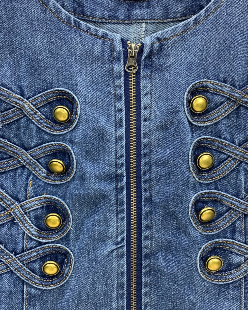 Decorative Trim Zip-Up Vest - Zilvina
